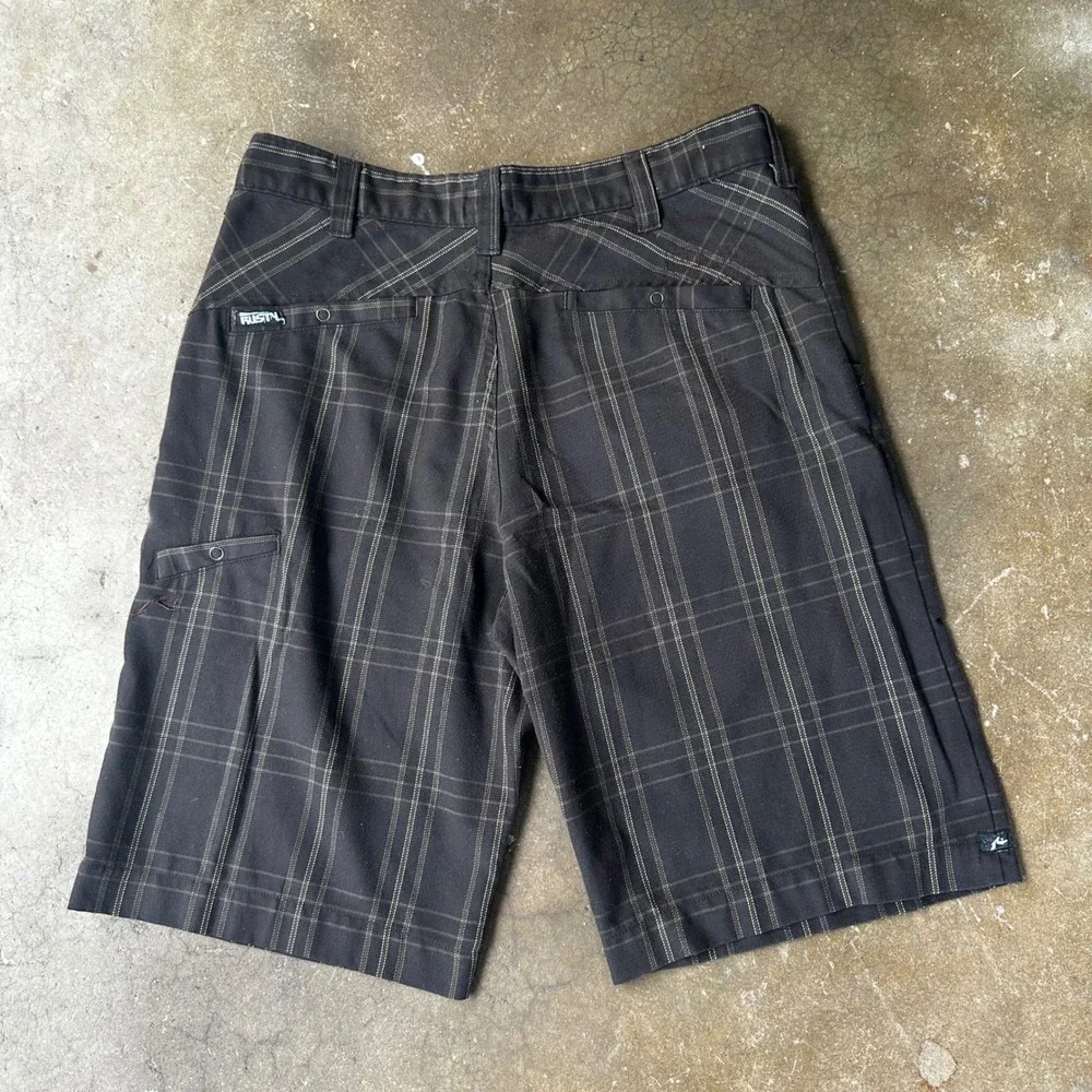 Rusty Plaid Walk Shorts Mens 32 Black Surf Skate Casual Cargo Style
